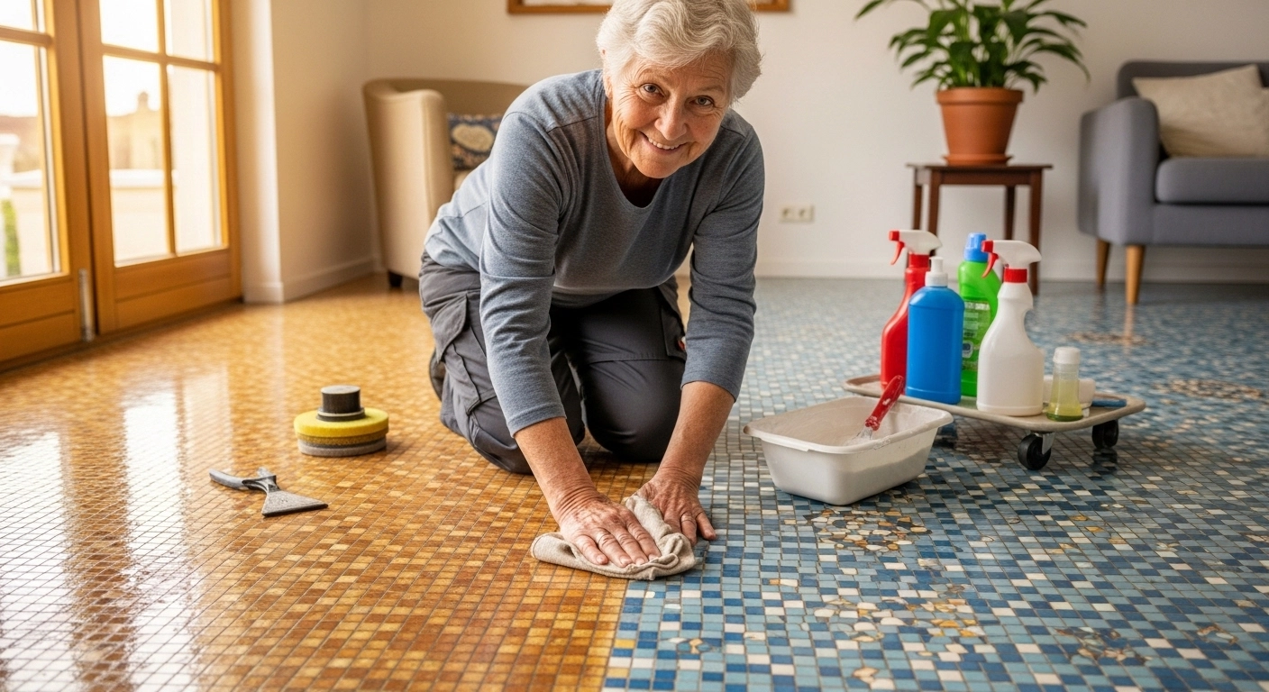 طريقة تلميع البلاط الباهتو